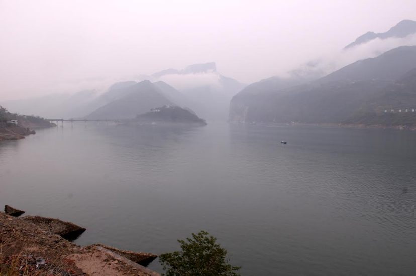 The reservoir bay near the Kuimen in the Qutang Gorge (in Fengjie County), one of the most famous attractions in the reservoir area, by Fan Xiao, March 2012.